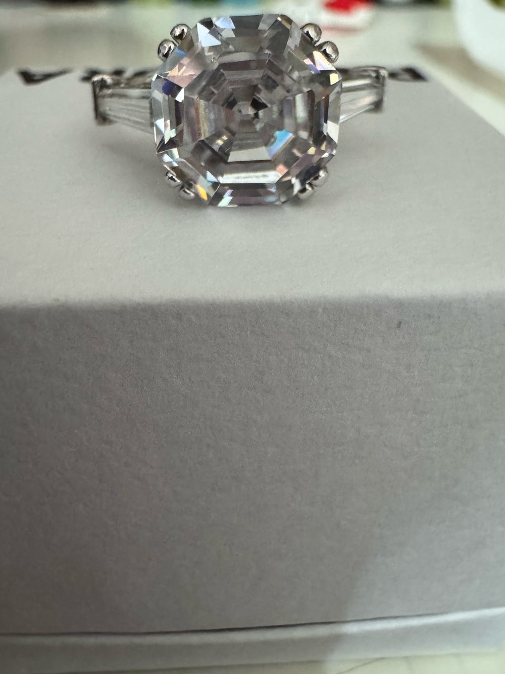 Asscher cut ring sterling silver 925